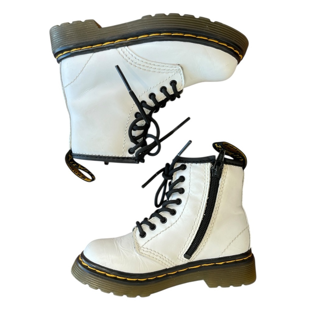 Dr Martens 1460T White Leather Combat Zip Boots Air Wair Toddler Size 7 US - Picture 11 of 11